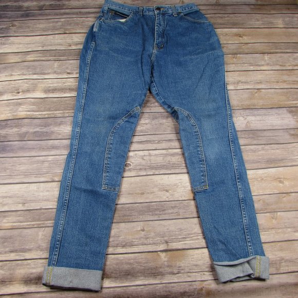 Hac Tac Jodhpurs Blue Denim Raw Hem High Rise 10 - Picture 1 of 10